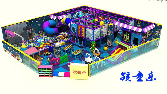 在室內兒童公園中，孩子會做什麼樣的頑皮設備。